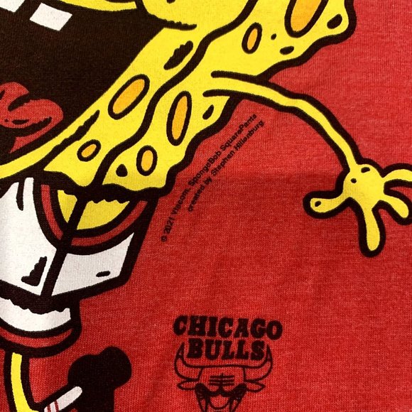 Mens Homage Sponge Bob Chicago Bulls T-shirt Red XXL - Picture 6 of 7
